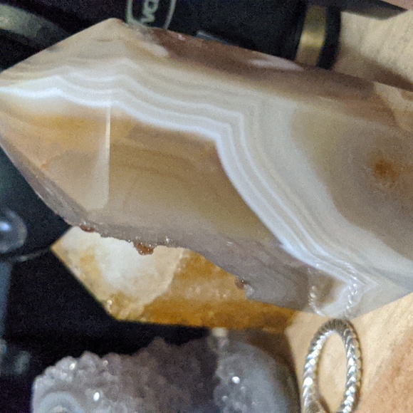 "Fuzzies" Druzy orca agate mini tower glows orange in the sun - Picture 3 of 6